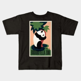 Restored WPA Poster with Panda reading By The "L" Brookfield Zoo, Illinois Kids T-Shirt